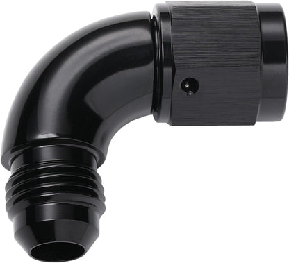 90 Degree 6AN Male to 6AN Female Swivel Full Flow Fitting Adapter Coupler Aluminum Black