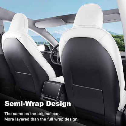 2024 Tesla Model 3 Highland Upgraded Car Seat Covers Nappa Leather Car Interior Airbag Compatible Cushion Cover Full Set Custom Fit Model 3, Nappa White