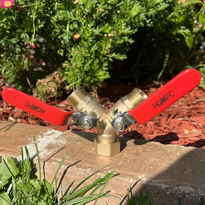 Garden Hose Y Valve Splitter Brass Hose Splitter With Stainless Steel Long Handle Brass Garden Hose Adapter 2 Way Y Valve 3