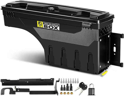YHTAUTO Truck Bed Storage Tool Box Lockable Compatible with Ford Ranger 2019 2020 2021 2022 2023, Passenger Side, Not Fit the Model with Bed Liner, Swing Waterproof Wheel Well Toolbox