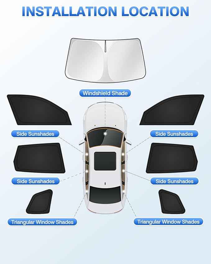 Sunshades for 2025 2026 BMW X3 Accessories Windshield Sun Shade Side Rear Window Shade Cover Sun Visor Shield Privacy Protection for Camping Keep Vehicle Cool Black 7PCS