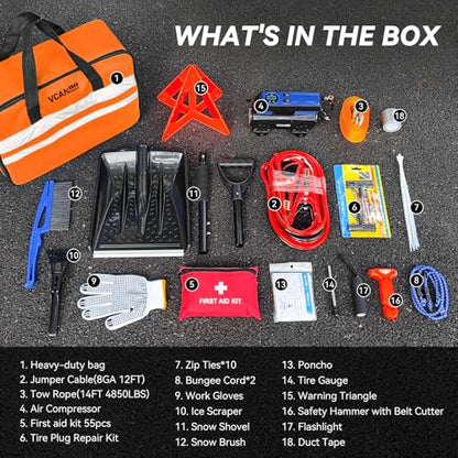Car Emergency Kit with Portable Air Compressor