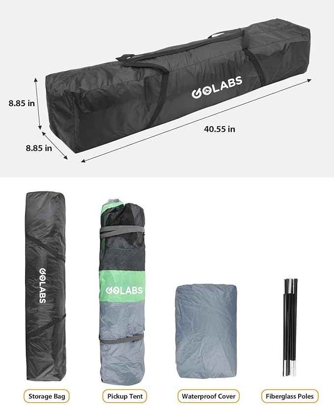 Golabs Truck Bed Tent for 5-6 Ft Bed, 8-Minute Easy Setup by Pre-Assembled Design, Waterproof PU2000mm, 2-Person Portable with Extra Rainfly Cover for Camping & Outdoor, Includes Storage Bag