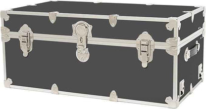 Rhino Trunk & Case Large Armor Camp Trunk - Secure Dorm Storage Chest - Ideal Summer Camp Footlocker - Strong College Trunks Made In The USA - 1000+ Pounds Sitting Capacity 32"x18"x14" (Slate)