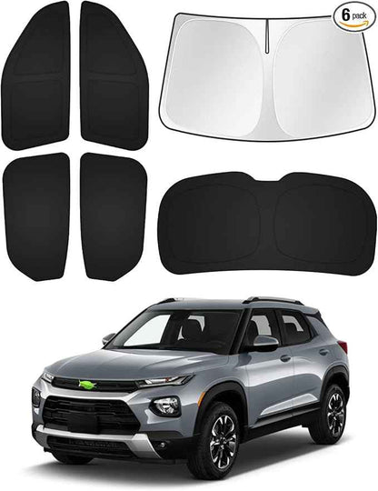 Sunshade for 2021-2025 2026 Chevrolet/Chevy Trailblazer Windshield Sun Shade Side Rear Window Shade Cover Sun Visor Shield Privacy Protection Keep Vehicle Cool Black 6PCS