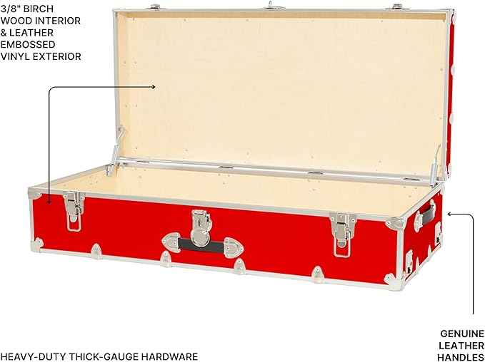 Rhino Trunk & Case Trundle Home Storage & College Trunk With Wheels - 44”x20”x12” - 1500+ lbs Capacity. USA Made Secure Under-Dorm Bed Footlocker for Clothes and Food, and Underbed Shoe Storage Box
