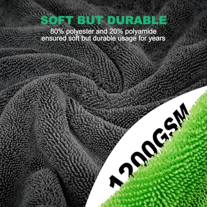 3 Pack Car Microfiber Towels with Car Wash Mitt (3 Count)
