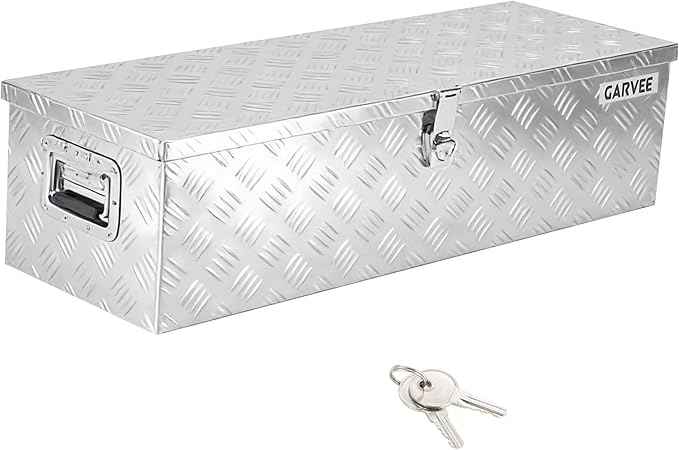 Garvee 30 Inch Aluminum Truck Bed Tool Box - Heavy Duty Diamond Plate Tool Chest with Lock and Keys | Storage Organizer for Pickup Trucks, RV, Trailers | Side Handles, 30 x 13 x 9.6 Inches, Silver
