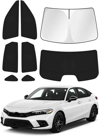 Windshield Sun Shade for 11th Gen Honda Civic 2022-2025 2026 (NOT for Hatchback) Side Rear Window Shade Cover Kit Full Window Sun Visor Shield Camping Keep Vehicle Cool Black 8PCS