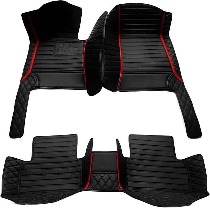 SARAHS Customized car Floor mats -Suitable for 99% of Cars, SUVs, and Trucks - car Pads to Protect Vehicle Interior Floor Accessories (Double Splicing red Line)