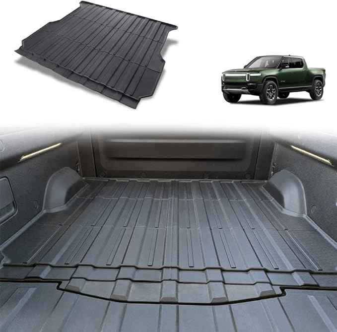 BestEvMod for Rivian R1T Truck Bed Mat Liner Foldable Accessories Pickup Heavyweight Bed Mat All-Weather Protection Compatible with Rivian R1T 2026 2025 2024 2023 2022 Accessories