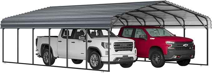 EBE 20'x30' Metal Carport, Heavy Duty Carports Canopy with Galvanized Steel Roof and Enhanced Frame, Outdoor Carport Metal Garage Car Shelter Shade for Truck, Boat, SUV
