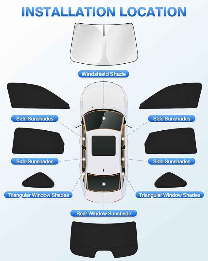 Windshield Sun Shade for 11th Gen Honda Civic 2022-2025 2026 (NOT for Hatchback) Side Rear Window Shade Cover Kit Full Window Sun Visor Shield Camping Keep Vehicle Cool Black 8PCS