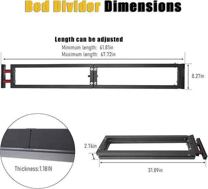 Universal Truck Bed Divider Compatible with Chevy Silverado GMC Sierra Ford Pickup Truck Beds Adjustable Foldable Cargo Organizer Manager No Drilling
