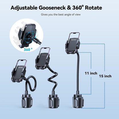 TECKNET Universal Car Cup Phone Holder – Adjustable Cradle Car Mount with Air Vent Phone Mount & Extra Grip Pads for iPhone, Samsung, All Smartphone