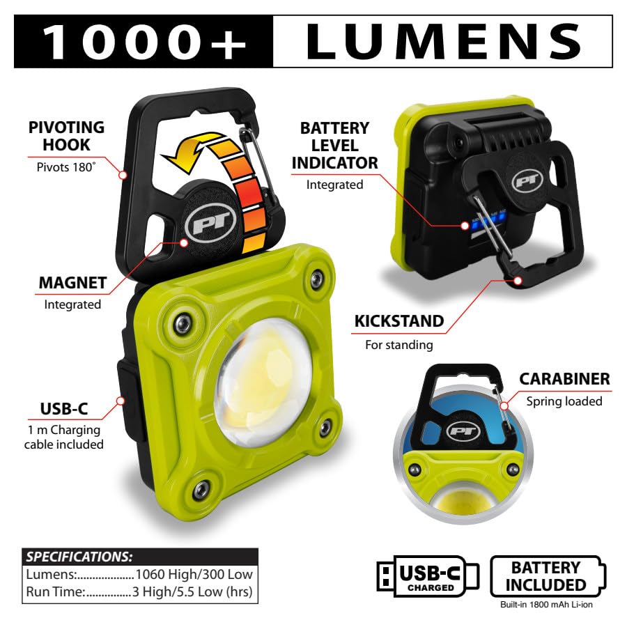 W2689 Rechargeable 1000 Lumen LED Utility Work Light