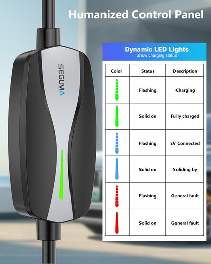Level 1/2 EV Charger, 16Amp Electric Car Charger 25FT Cable with NEMA 6-20 Plug and NEMA 5-15 Adapter, Home Mobile EV Charging Station for J1772 BEVs/PHEVs 110V-240V(Black)