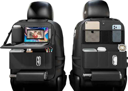 Car Seat Organizers,Multi-functional Back Seat Protectors, Storage Pouches, Child kicking prevention and Tray Holders (for Cars, Kids, Seat Back and Rear Seats) (Black, 2 Pcs)
