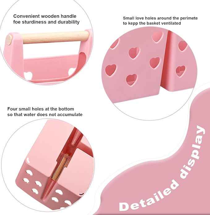 Anyoifax Portable Shower Caddy Plastic Shower Basket Organizer Divided Bathroom Caddy Storage Cleanning Caddy Tote with Handle for College, Dorm Room, Kitchen, Pink