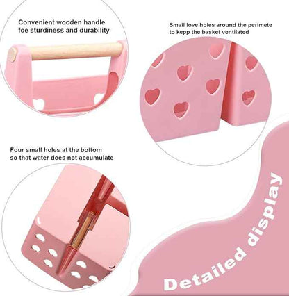 Anyoifax Portable Shower Caddy Plastic Shower Basket Organizer Divided Bathroom Caddy Storage Cleanning Caddy Tote with Handle for College, Dorm Room, Kitchen, Pink