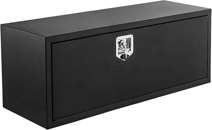 Garvee Black Steel Truck Bed Tool Box, Trailer Tongue Box, Truck Storage Organizer Tool Chest For Truck Bed, RV, Trailer (30 in x 14 in x 16 in-NEW)