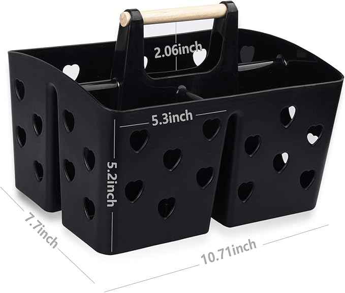 Anyoifax Portable Shower Caddy Plastic Shower Basket Organizer Divided Bathroom Caddy Storage Cleanning Caddy Tote with Handle for College, Dorm Room, Kitchen, Black