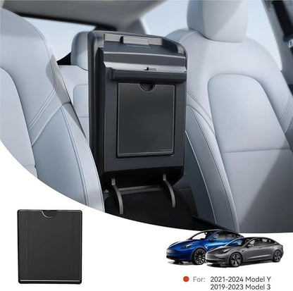 GGCLIMAX Car Organizers And Storage Magnetic Hidden Armrest Storage Box Compatible with Tesla Model 3 (2019-2023) Model Y (2021-2024) ABS Center Console Organizer