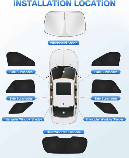 Windshield Sun Shade for Ford Explorer 2020-2025 2026 Side Rear Window Shade Privacy Cover Window Sun Visor Blocker Keep Vehicle Cool Black 8PCS