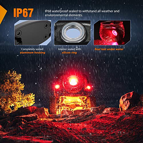 4PCS Red LED Rock Lights Underglow Wheel Well Pods (4 Count)