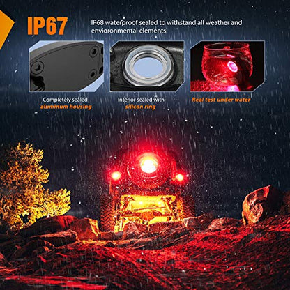 LED Rock Light 6PCS Underglow Wheel Well Pods Waterproof Exterior Underbody Roof Rack Side Lamps for Car Truck Pickups ATV UTV SUV Motorcycle Boat