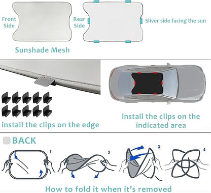 BestEvMod Foldable Roof Sunshade Compatible with Mustang Mach-E 2021-2025 Accessories Upgraded Heat Reflective Tech Accessories,Sunroof Reflective Cover Blocks Glare Blocks UV Ray (Gray)