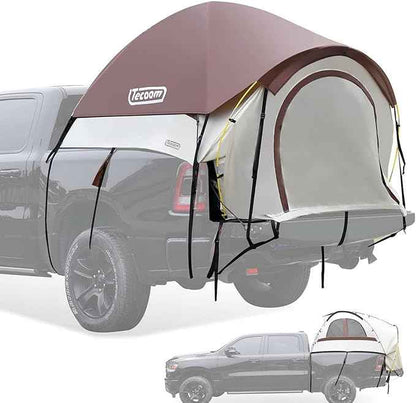 Tecoom Truck Bed Tent, Double Layer Waterproof PU3000mm for 5.5-6.7ft, Portable 2/3 Person Compact Full Size Pickup with Rain Fly for Back of Camping Beach