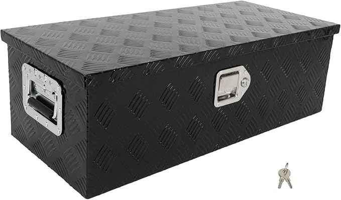 SCITOO 30 Inch Aluminum Diamond Plate Truck Bed Tool Box,Heavy Duty Crossover Storage for Most Full Size Pickups,Lockable Weatherproof Chest,Fits 30" Truck Beds,Easy Access to Load and Unload