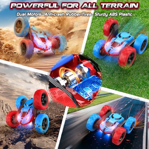 Red Blue RC Stunt Car for Boys Girls