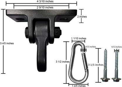 Heavy Duty Black Swing Hangers Screws Bolts Included Over 5000 lb Capacity Playground Porch Yoga Seat Trapeze Wooden Sets Indoor Outdoor (4 Pack)