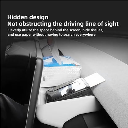 GGCLIMAX Car Organizer Silicone Dashboard Storage Tray Compatible with Tesla Model 3 Highland 2024 Rear Screen Organizer Non Destructive Installation Anti Slip Design(WHITE)