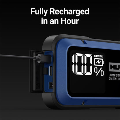 Hulkman Alpha85,Cobalt Blue, 2000A 74Wh Smart Jump Starter, 12V Portable Car Battery Booster with 3.3" Display, USB-C Power Pack,Includes 65W Wall Charger,Jumper Cables for up to 8.5L Gas/6.0L Diesel