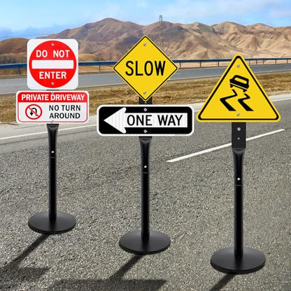 Heavy Duty Parking Sign Base Cast Iron 48" Parking Sign Post (3 Count)