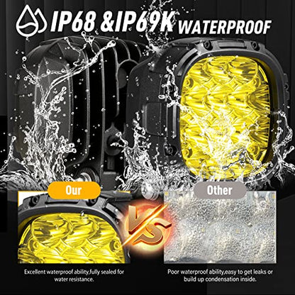 4 Inch Pair 160W 18800LM Amber Fog Lights Offroad Light Pods (2 Count)