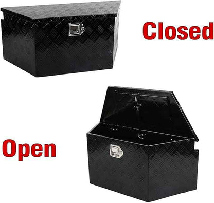 34 Inch Aluminum Trailer Tongue Tool Box 5 Bar Tread Wide Utility ToolBox for Pick Up Truck RV Storage Organizer Tool Box with Lock and Keys - 34"X14.5"X15" Black