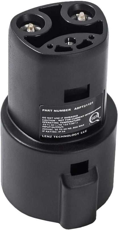 LENZ J1772 Charging Adapter for Tesla Model 3, Y, S, X, and Cybertruck, Safety Certified, 80A/240V, Optimal Fit, Easy Setup (Note: for Tesla Vehicles Only)