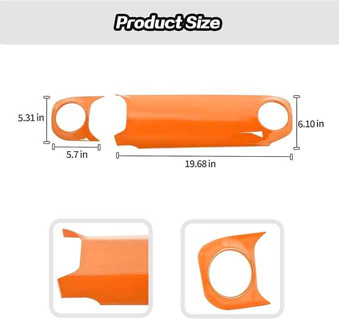JeCar 2pcs for 2024 Jeep Wrangler JL Interior Accessories Center Console Dash Panel Cover Trim (Orange)