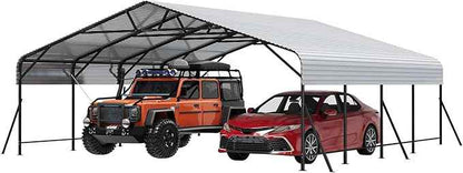 20x20x9FT Metal Carport, Oversized Metal Garage with Steel Frame for All Weather, Heavy Duty Carports, for Car, Boats and Tractor