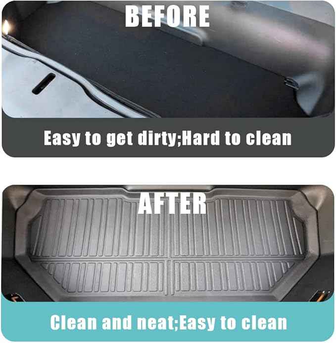 BestEvMod for Rivian R1T R1S All-Weather Front Trunk Mat TPE Material Rubber Cargo Liner Compatible with Rivian R1T R1S 2022 2023 2024 Accessories (Upper Layer)