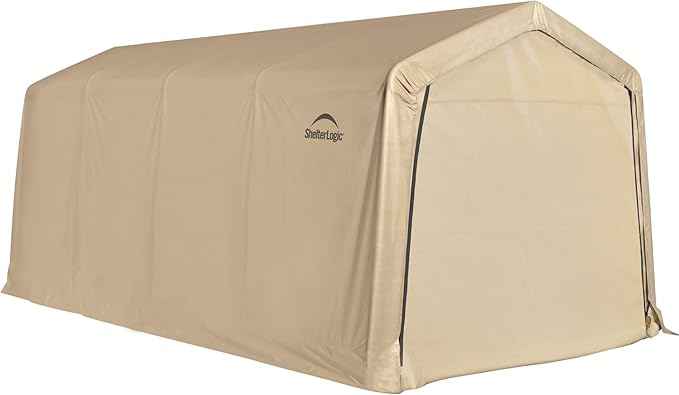 ShelterLogic Peak Style Roof Instant Garage Carport Car Canopy with Steel Frame and Waterproof UV-Treated Cover