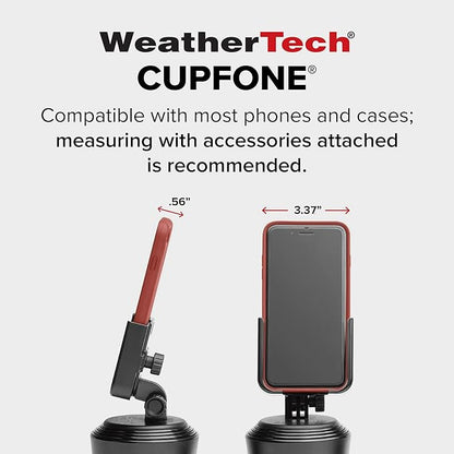 WeatherTech CupFone, Universal Cup Holder Phone Mount for Cars – Adjustable & Secure Fit with Open Access for Charging – Compatible with iPhone, Android - Plastic Knobs, Black