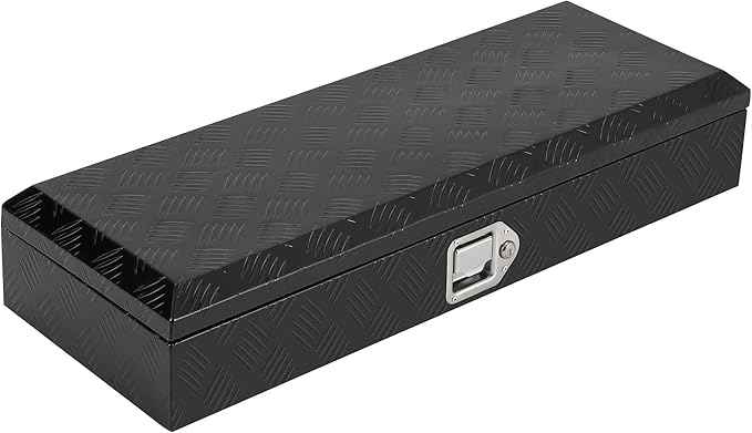 Truck Bed Tool Box,Heavy Duty Aluminum Five Stripes Plate Tool Box with 2 Sliding Shelf, Trailer Tool Box for Pick Up Truck RV Trailer, Chest Storage Organizer with Lock and Keys, 34.5''x12.75''x6.4''