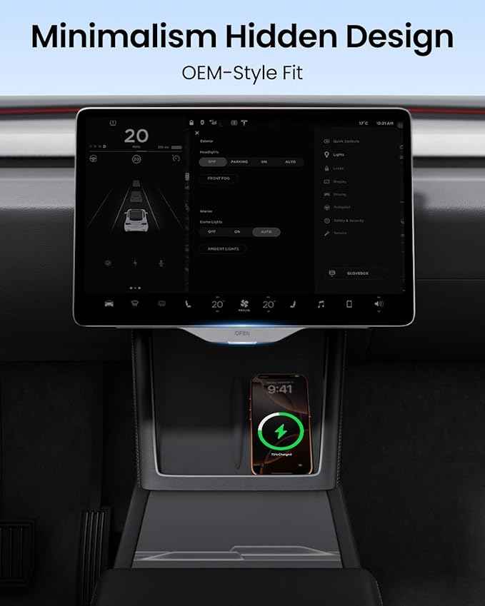 REEVAA Upgraded Tesla Model Y Hidden Under Screen Storage Box for Model Y 2020-2026 (Fit New Model Y Juniper) [One-tap Open & Stable Installation] Model Y Accessories, Center Console Organizer Tray