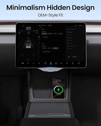 REEVAA Upgraded Tesla Model Y Hidden Under Screen Storage Box for Model Y 2020-2026 (Fit New Model Y Juniper) [One-tap Open & Stable Installation] Model Y Accessories, Center Console Organizer Tray