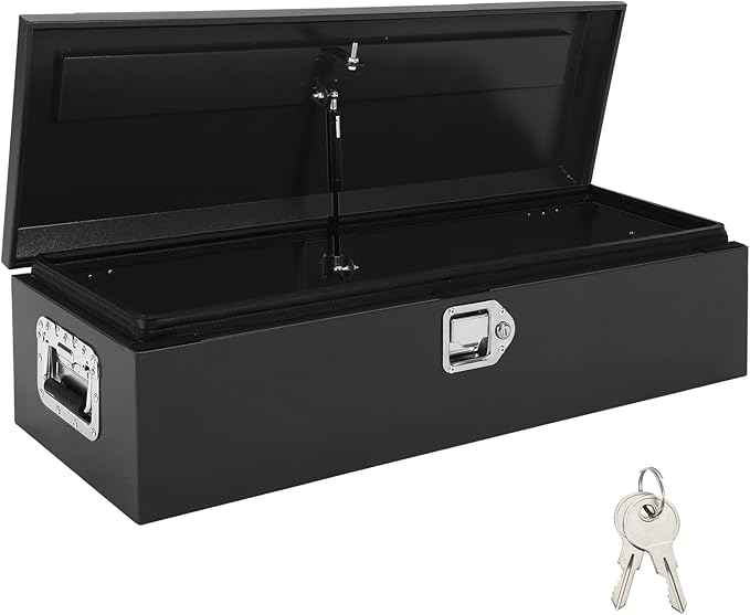 Garvee Truck Bed Tool Box 39x13x9.6 Inch Heavy Duty Steel Metal Tool Box for Truck Bed, Secure Storage Organizer, Waterproof Design, Gas Strut Lid, Orange Peel Finish for Pickup, RV, Trailer